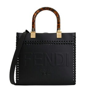 FENDI FF Jacquard Shopper Tote Shoulder Bag Brown
